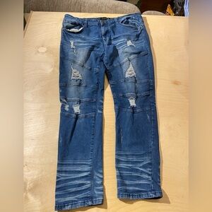 Platform Men's Distressed Blue Jeans 40 x 32 (LO)